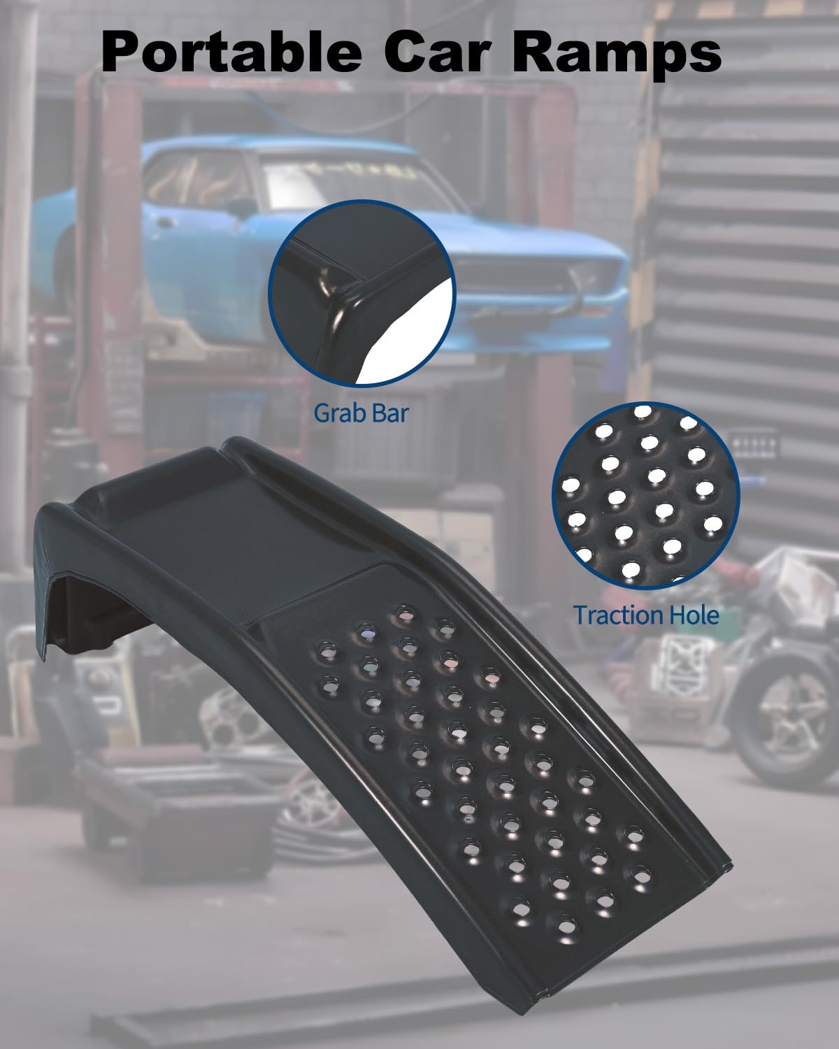 Ponti sollevatori per auto Garvee Heavy Duty, capacità 8000 libbre, 2 pezzi, acciaio, antiscivolo, altezza di sollevamento 8 pollici, nero, officina e garage