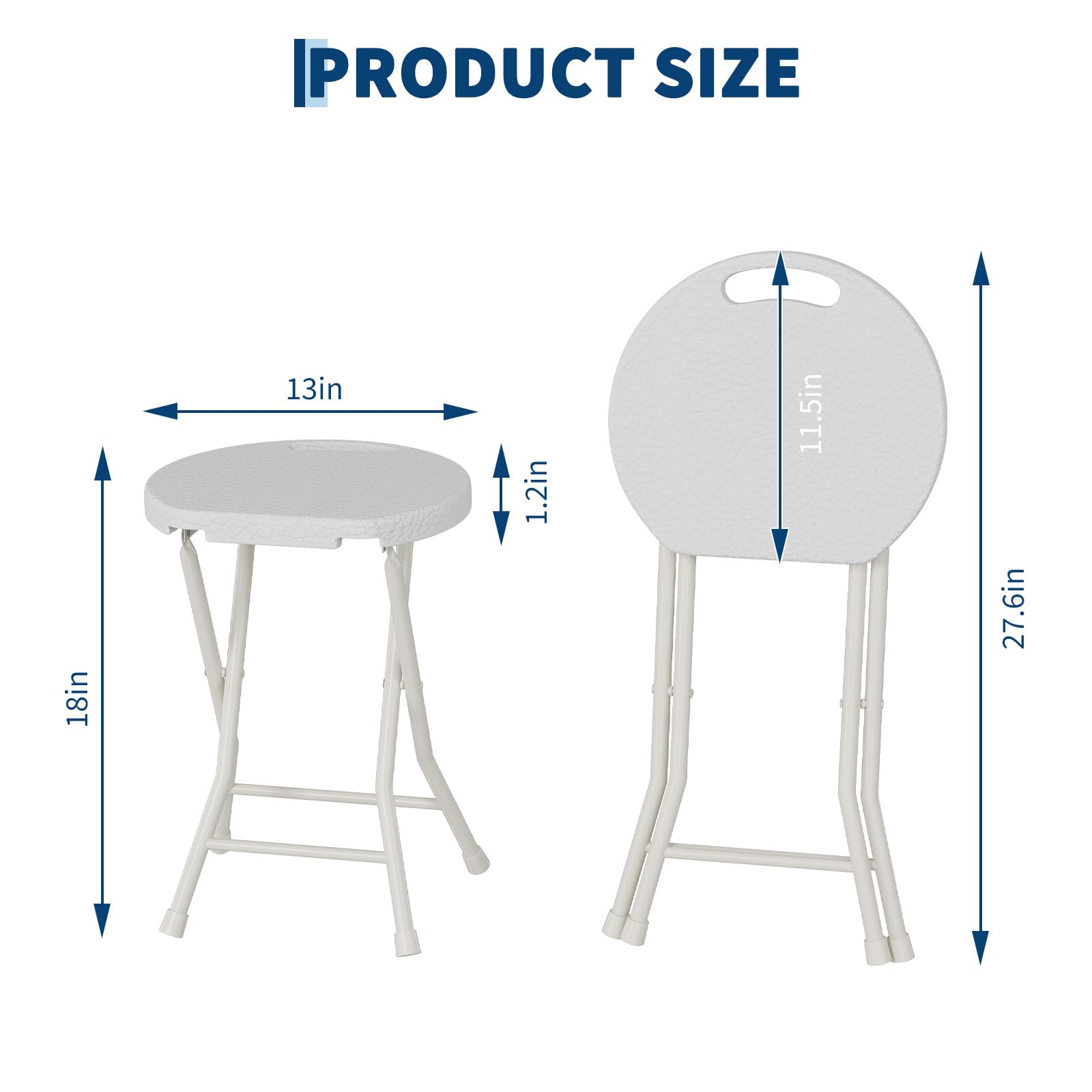 Sgabello/sedia pieghevole Garvee con maniglia, capacità di carico di 600 libbre, piedini antiscivolo, struttura in acciaio per campeggio e cucina, leggero e compatto, nero
