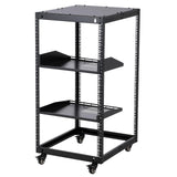 Garvee Rack Server Open Frame 20U, Acciaio Regolabile 58-102 cm, 4 Ruote Bloccabili, Montaggio Parete e Pavimento, IT e AV, Nero