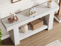 Tavolo consolle Garvee da 63" per corridoio con 2 ripiani, legno robusto, stile rustico, rettangolare, versatile per soggiorno e ingresso