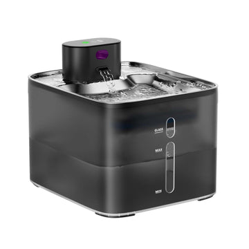 Fontanella per gatti Garvee da 4,2 litri in acciaio inossidabile con sensore di movimento wireless, silenziosa, ricaricabile, nera, per la casa