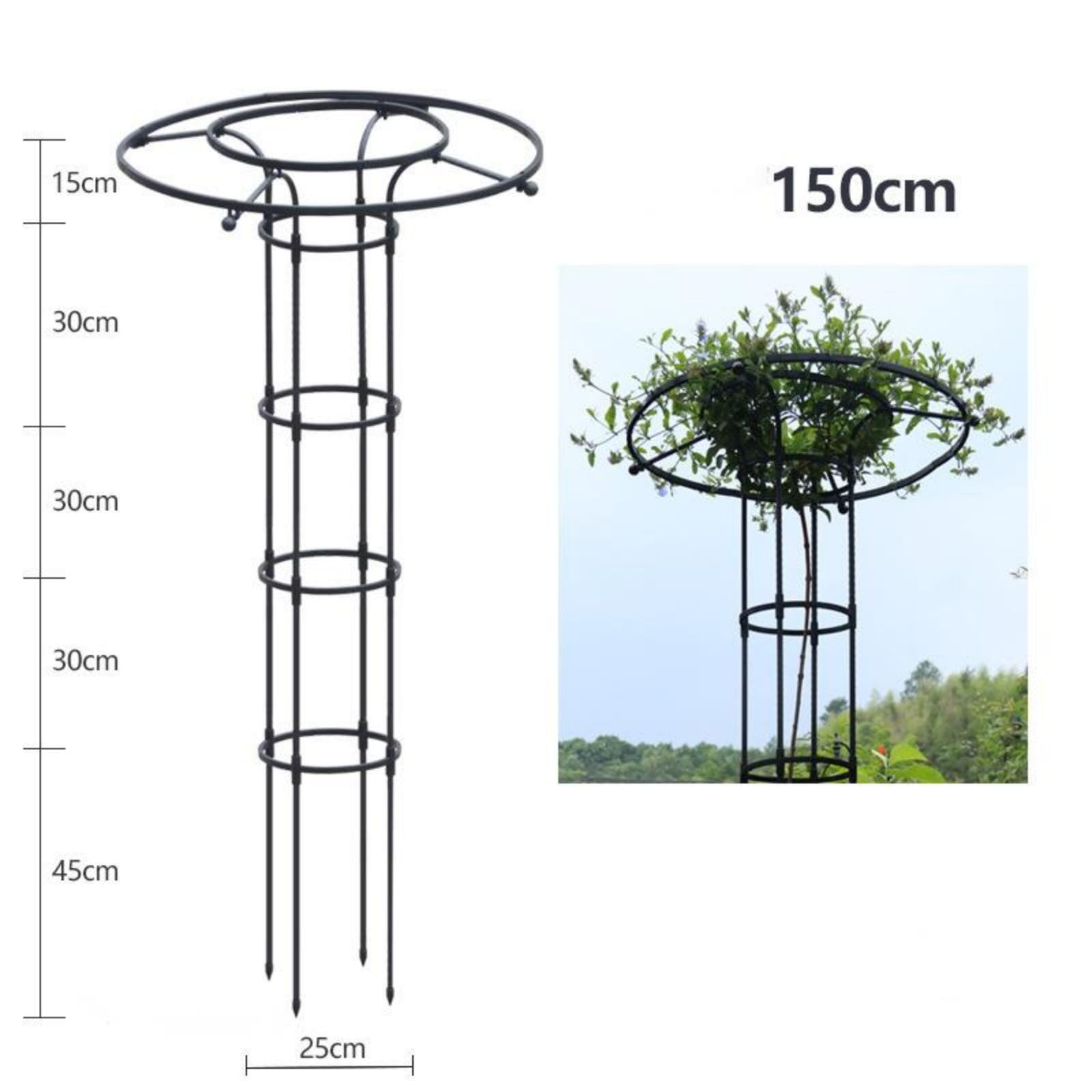 Supporto per piante Garvee, scala da giardino con anello di supporto, metallo resistente alle intemperie, per giardino e terrazza, versatile supporto per piante, ortensie e rose.