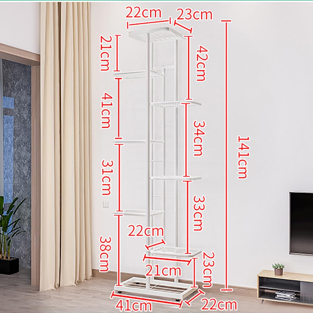 Supporto per piante Garvee, 8 ripiani, metallo, antiscivolo, mensola angolare impermeabile per soggiorno, balcone, giardino, nero