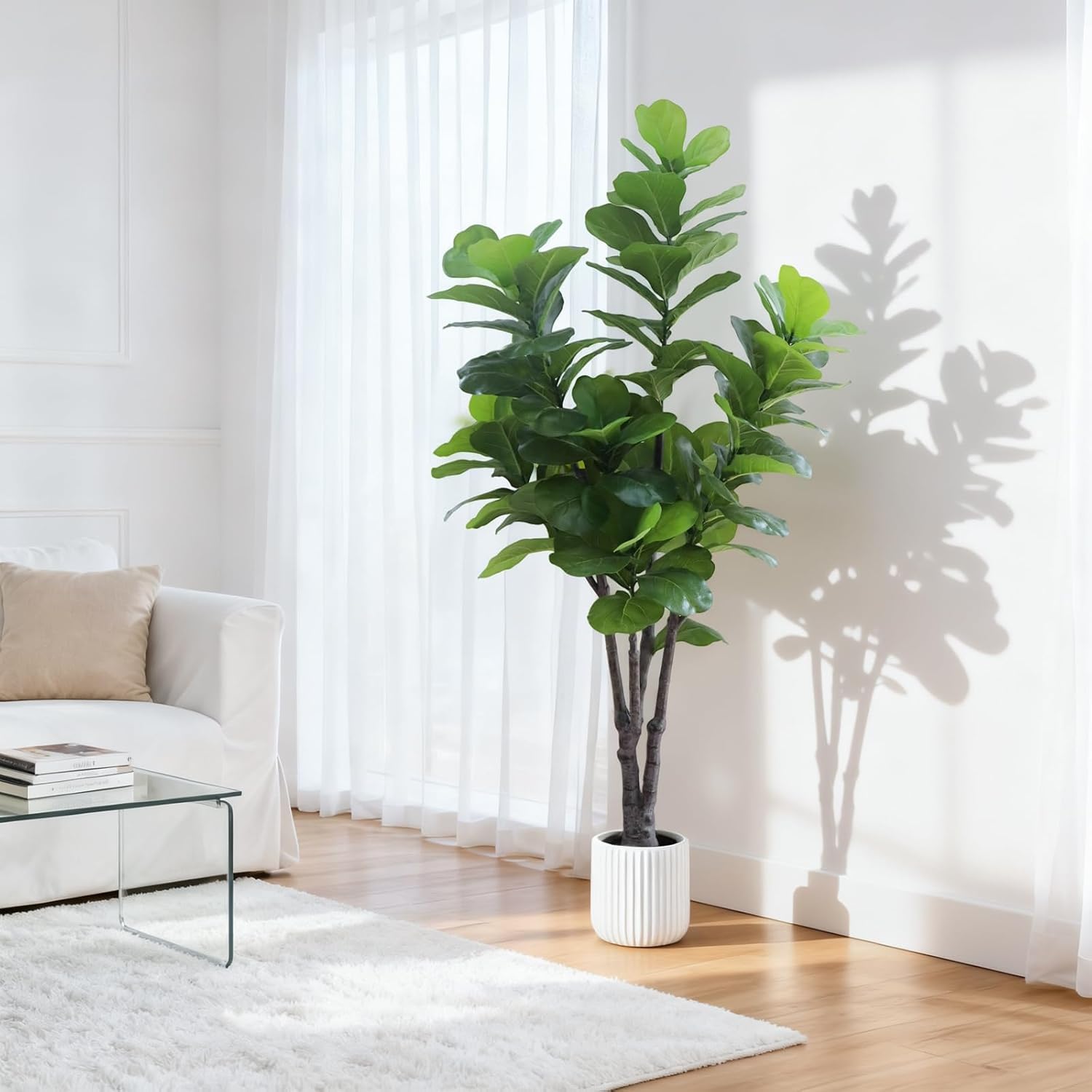 Albero artificiale Garvee da 182.88 cm, realistico, verde, durevole, per interni, senza manutenzione, per casa e ufficio