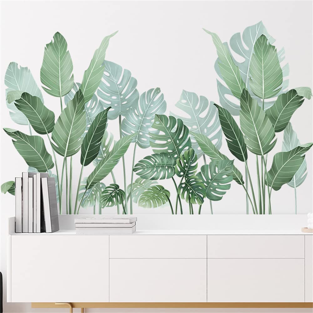 Adesivi murali Garvee 2 pezzi, foglie verdi tropicali, carta da parati autoadesiva, decorazione per la casa, 30 x 90 cm