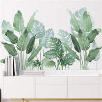 Adesivi murali Garvee 2 pezzi, foglie verdi tropicali, carta da parati autoadesiva, decorazione per la casa, 30 x 90 cm