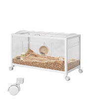 Gabbia per criceti Garvee, in metallo e plastica con ruote, per criceti nani e porcellini d'India, trasparente, mobile, facile da montare