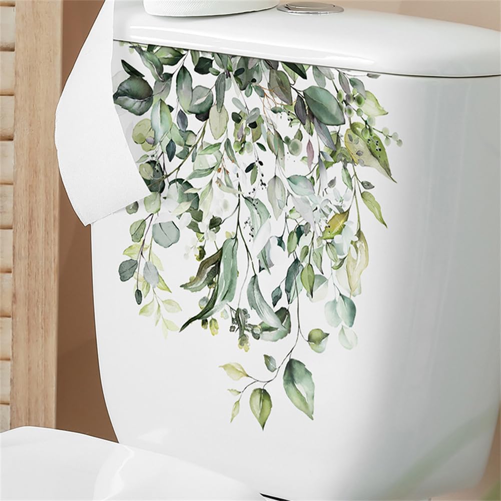 Garvee Toilettenaufkleber Grüne Blätter PVC Selbstklebend Für Badezimmer Wohnzimmer 30x30x1cm Grün