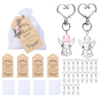 GARVEE Set da 60 pezzi di portachiavi con ciondolo a forma di angelo custode, con sacchetto in organza e biglietti in carta kraft, per regali di nozze, compleanni e baby shower