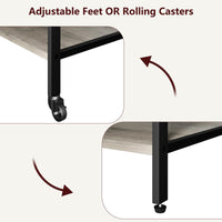 Supporto per stampante mobile Garvee di grandi dimensioni con prese di corrente e USB, struttura in metallo a 4 livelli, pannello in MDF, ruote con freni, grigio rustico, ufficio e soggiorno, 23,66"x15,76"x31,86"
