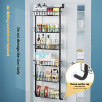 Garvee Tür Hängeorganizer, 6 Körben Türregal Zum Einhängen, Küche Organizer Gewürzregal Wand Küchenregal Hängend Tür Organizer Für Bad, Küche, Speisekammer, Ohne Bohren, Schwarz, 39cm B X 27cm T X 160cm H