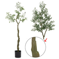 Albero di ulivo artificiale Garvee da 213.36 cm con foglie e frutti realistici per soggiorno, camera da letto, ufficio, 210 cm, verde