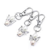 Set portachiavi Garvee Guardian Angel, 20 pezzi con perla, lega di zinco, sacchetto in organza per baby shower e matrimonio, 2.1 pollici, trasparente
