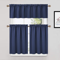 Garvee 2 pezzi mantovane oscuranti per finestre, soggiorno, cucina, camera da letto, mantovane per finestre termoisolanti, blu navy, 26 × 30 pollici