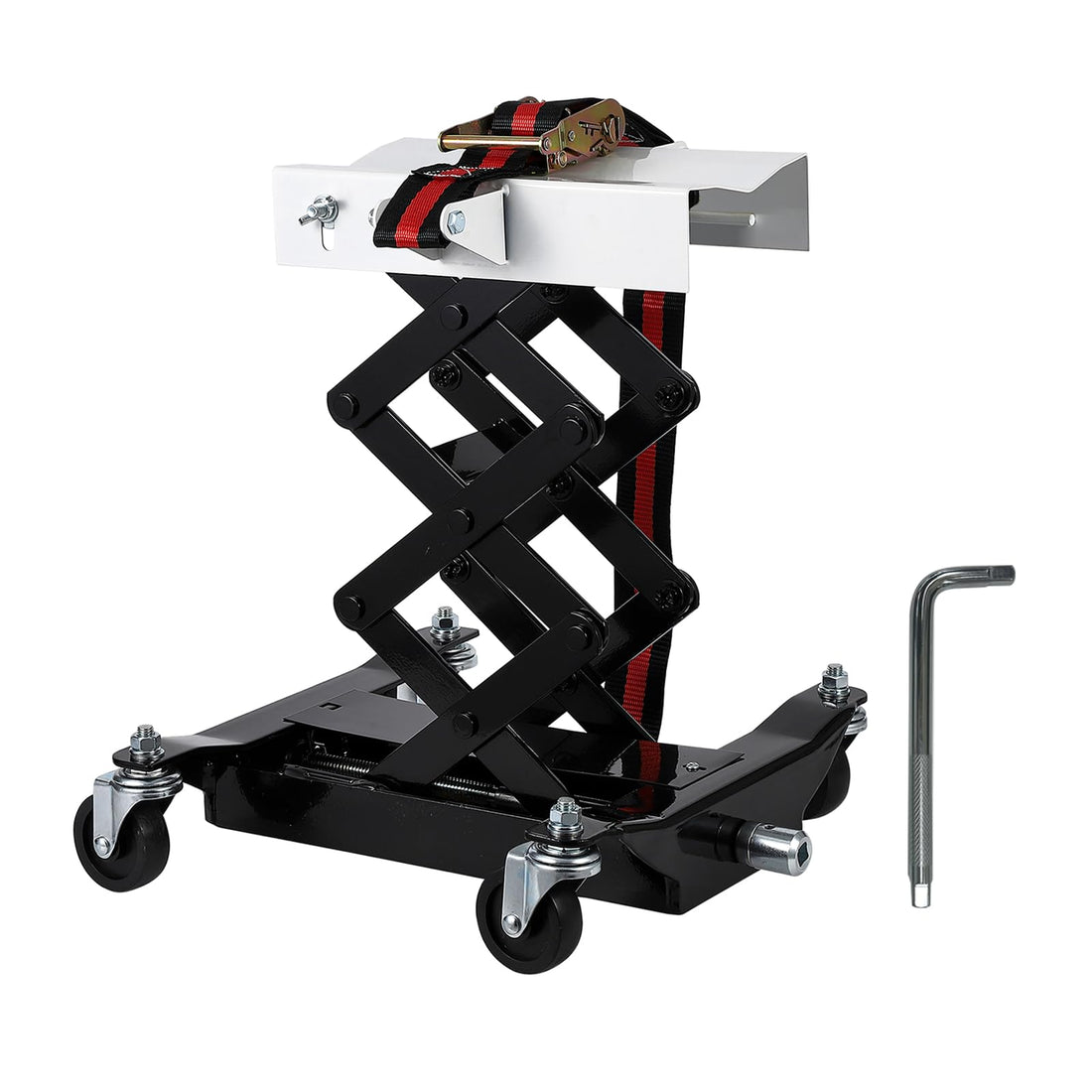 Cric per trasmissione Garvee per impieghi gravosi, capacità di carico di 450 libbre, altezza regolabile, acciaio, blocco di sicurezza, base larga, per officina e garage, nero
