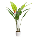 Garvee Pianta Artificiale Paradiso 110-145cm, Foglie a Ventaglio, UV-Resistente, Vaso Pesato, Decorazione Interni ed Esterni, Verde Naturale
