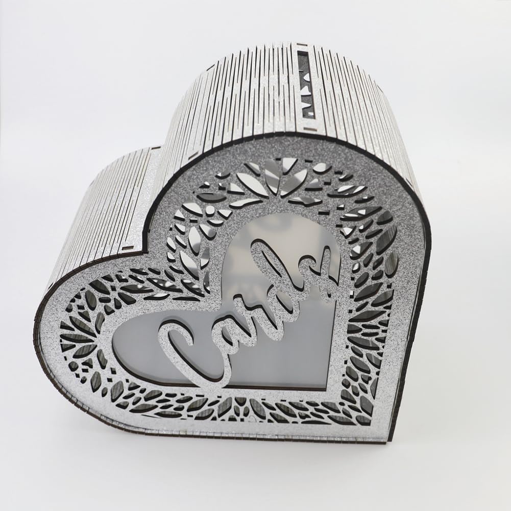Garvee Scatola porta biglietti in legno per eventi, busta rustica, porta biglietti per ricevimenti, compleanni, addio al nubilato, feste, matrimoni, decorazioni in argento