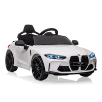 Garvee Kids Electric Car BMW M4 con licenza 12V con LED, musica, cintura di sicurezza, telecomando, metallo PP, giocattolo per esterni, 3 km/h, nero