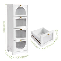 Mobiletto da bagno Garvee con 4 cassetti, impermeabile, legno bianco, maniglie dorate, compatto per bagno e soggiorno, 11,8x11,8x33,1 pollici