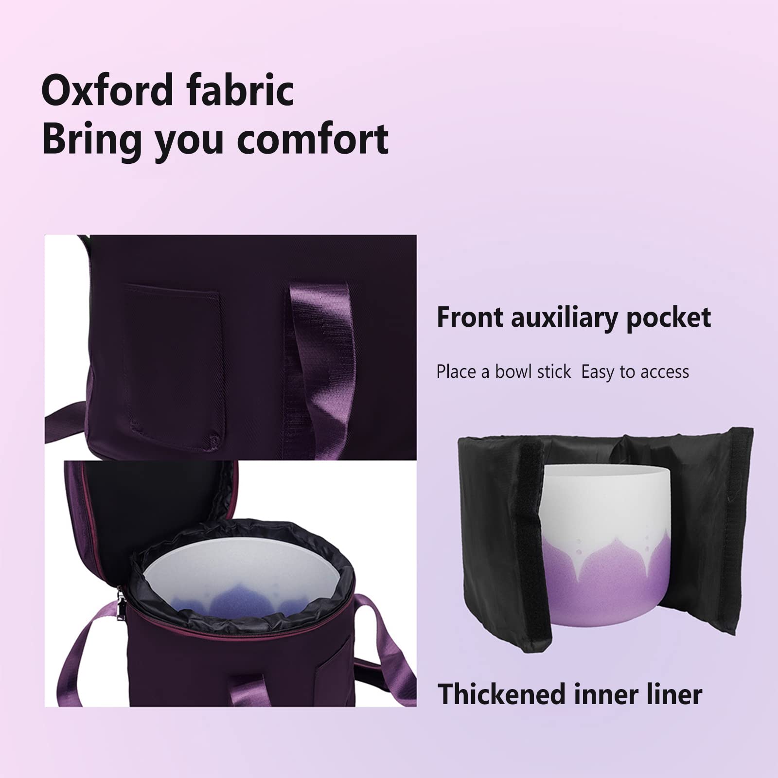 Borsa portaoggetti Garvee per campane tibetane di cristallo da 10 pollici, custodia per il trasporto spessa con fodera, nera, portatile e sicura