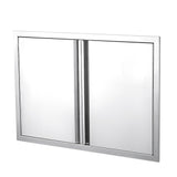 Porta di accesso per barbecue Garvee da 28x19 pollici in acciaio inossidabile 304, doppia porta, resistente alle intemperie, per cucina da esterno, argento