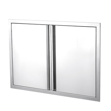 Porta di accesso per barbecue Garvee da 28x19 pollici in acciaio inossidabile 304, doppia porta, resistente alle intemperie, per cucina da esterno, argento