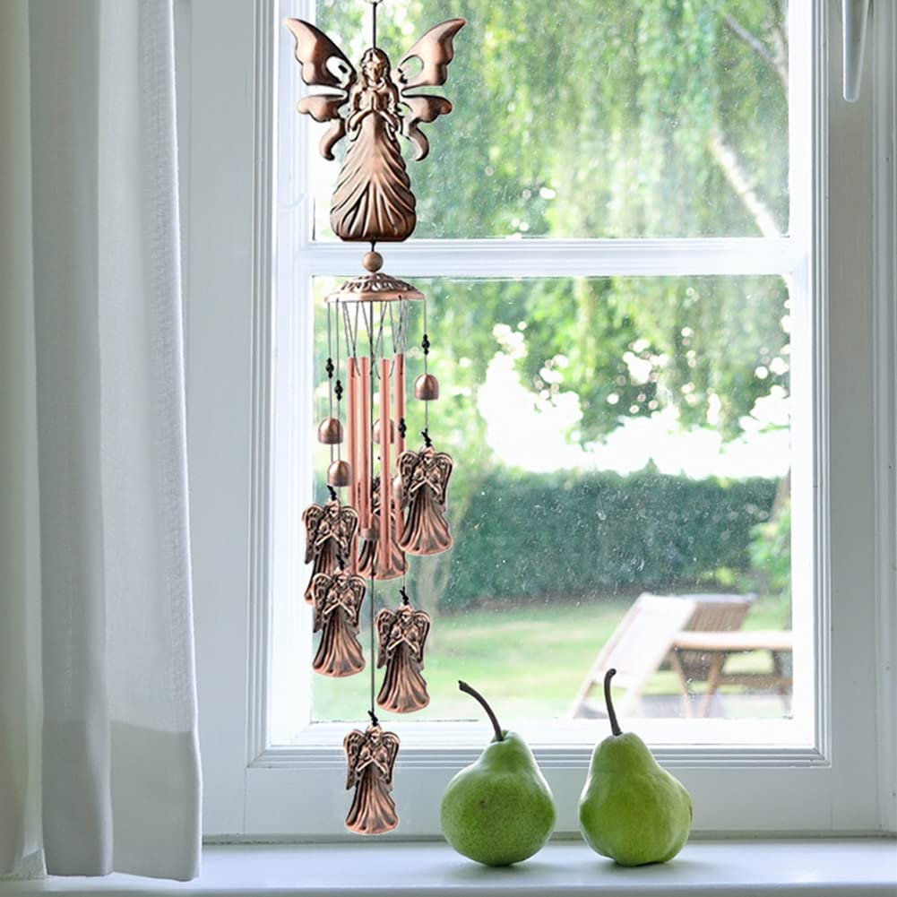 Garvee Windspiel con Angeli Rosé Aluminium & Messing, Design Unico per Interni ed Esterni, 90cm, Elegante Decorazione