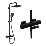 Garvee Duschsystem Thermostat Nero 3 Strali Regendusche 25x25cm Acciaio Inox PVC Anticalcare Altezza Regolabile Bagno - Schwarz