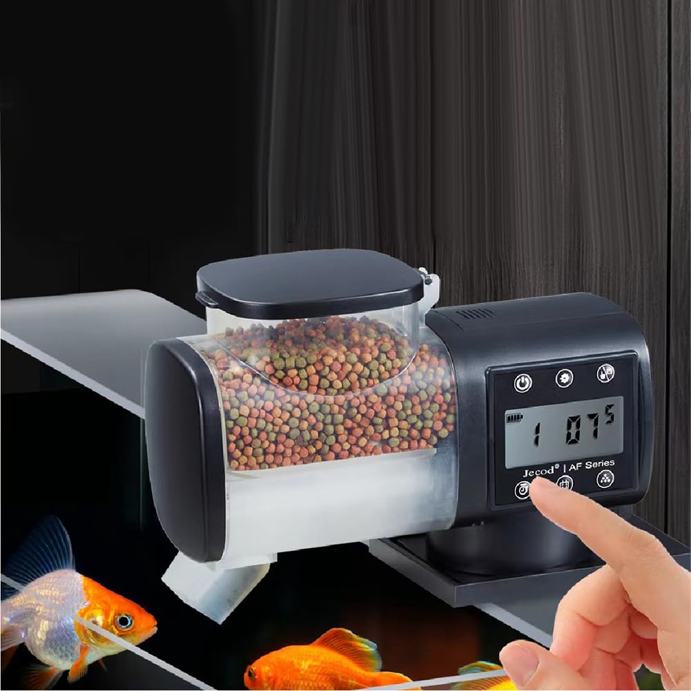 GARVEE Mangiatoia automatica per pesci d'acquario, resistente all'umidità, con alimentazione temporizzata, ideale per le vacanze, 500 ml