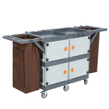 Carrello per la pulizia Garvee con 4 armadietti, 3 ripiani e grande sacco in vinile per hotel, ufficio e ospedale, 136 kg, grigio