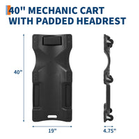 Carrello cingolato per officina in plastica Garvee da 40" con capacità di carico di 350 libbre, ergonomico, HDPE, poggiatesta imbottito, 6 ruote girevoli, profilo basso, riparazione auto, nero