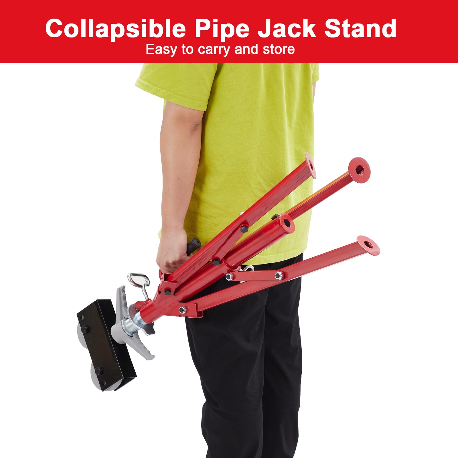 Supporto regolabile per tubi in acciaio Garvee - Altezze 28-52 pollici con ruote, pieghevole per saldatura e tubazioni