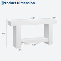 Tavolo consolle Garvee da 63" per corridoio con 2 ripiani, legno robusto, stile rustico, rettangolare, versatile per soggiorno e ingresso