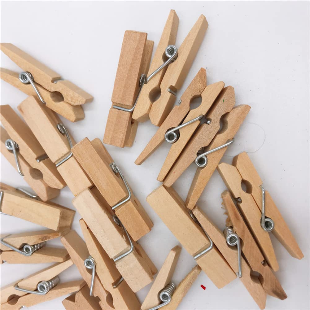 Garvee 100 pezzi Mini mollette in legno da 2,5 cm con spago di iuta per decorazioni fai da te per il giardinaggio in legno naturale