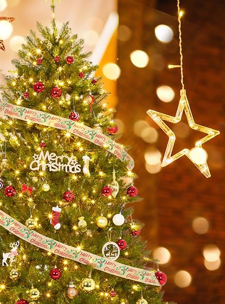 Albero di Natale Artificiale Garvee 140 cm - Effetto Abete Fraser, 250 Luci Multicolori 9 Modalità, Rami Incernierati Verde