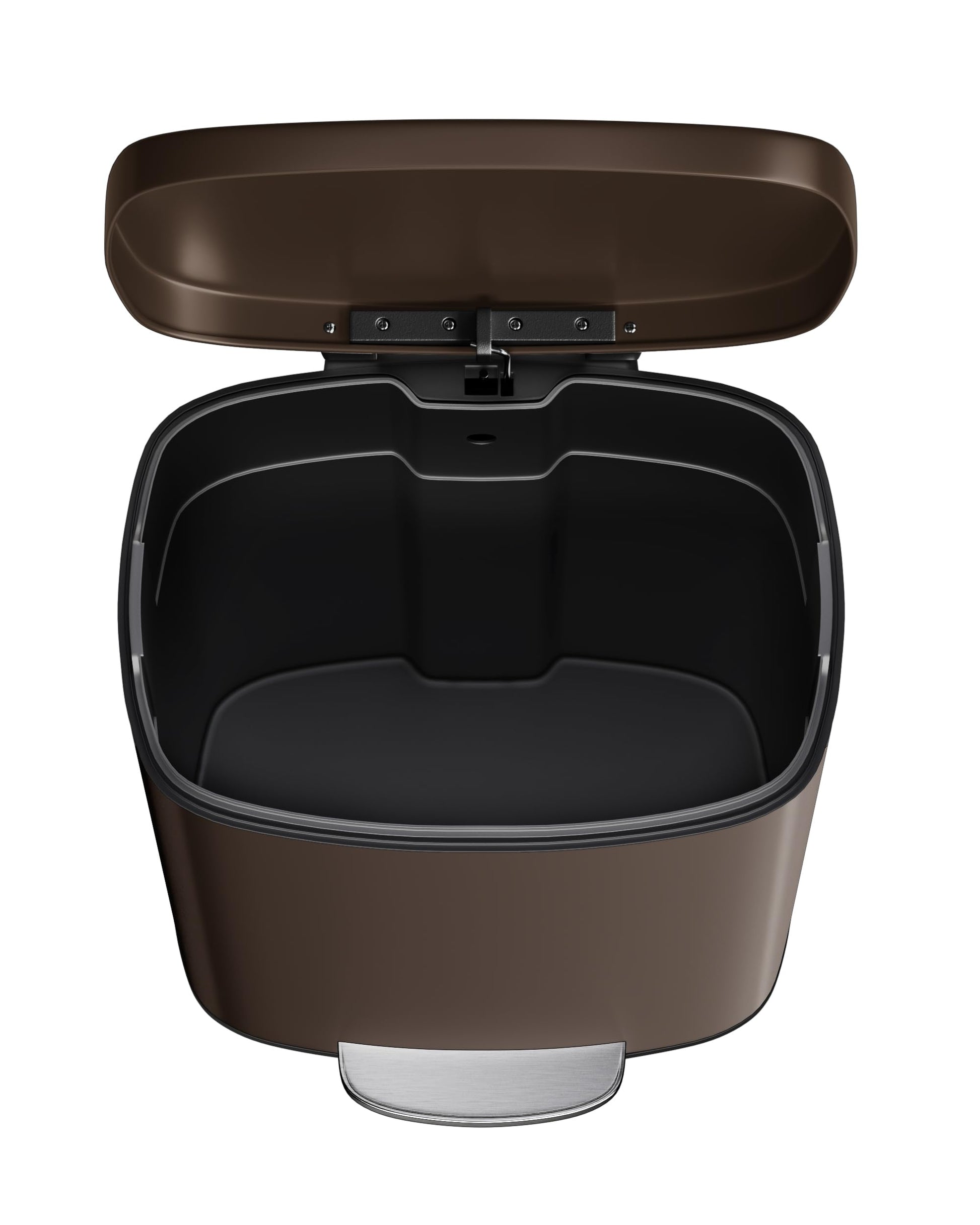 Garvee 13,2+2,6 Gal Set di bidoni in metallo antiruggine con coperchio, meccanismo a pedale, per cucina e bagno, marrone, compatto, ergonomico