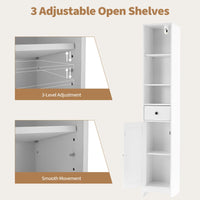 Mobiletto da bagno alto Garvee da 170 cm con ante scorrevoli, 3 ripiani, legno, nero, versatile per bagno e corridoio, sottile