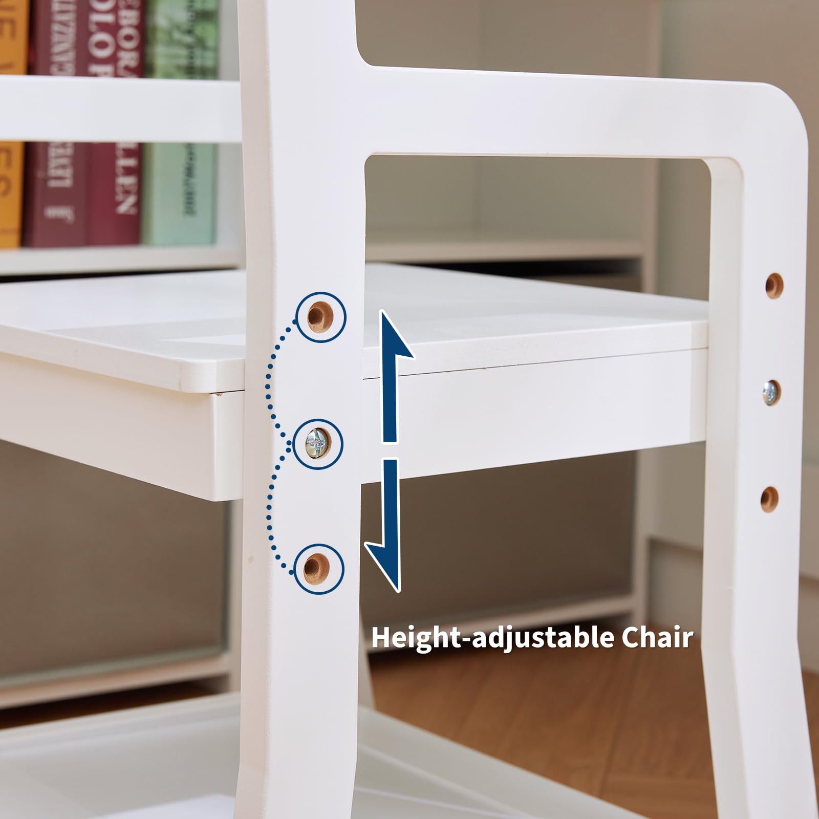 Scrivania angolare per bambini Garvee con sedia, a forma di L, bianca, per cameretta, 40 x 42 x 31 pollici