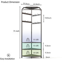 Armadio angolare Garvee con scarpiera e 12 ganci doppi per corridoio e ingresso, in legno, salvaspazio, robusto, organizer
