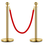 Paletti Garvee Gold con corda in velluto rosso, acciaio inossidabile, altezza 37,5", corda da 5 piedi, robusti, portatili per eventi e hotel - Rosso