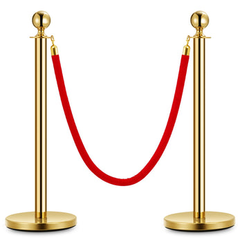 Paletti Garvee Gold con corda in velluto rosso, acciaio inossidabile, altezza 37,5", corda da 5 piedi, robusti, portatili per eventi e hotel