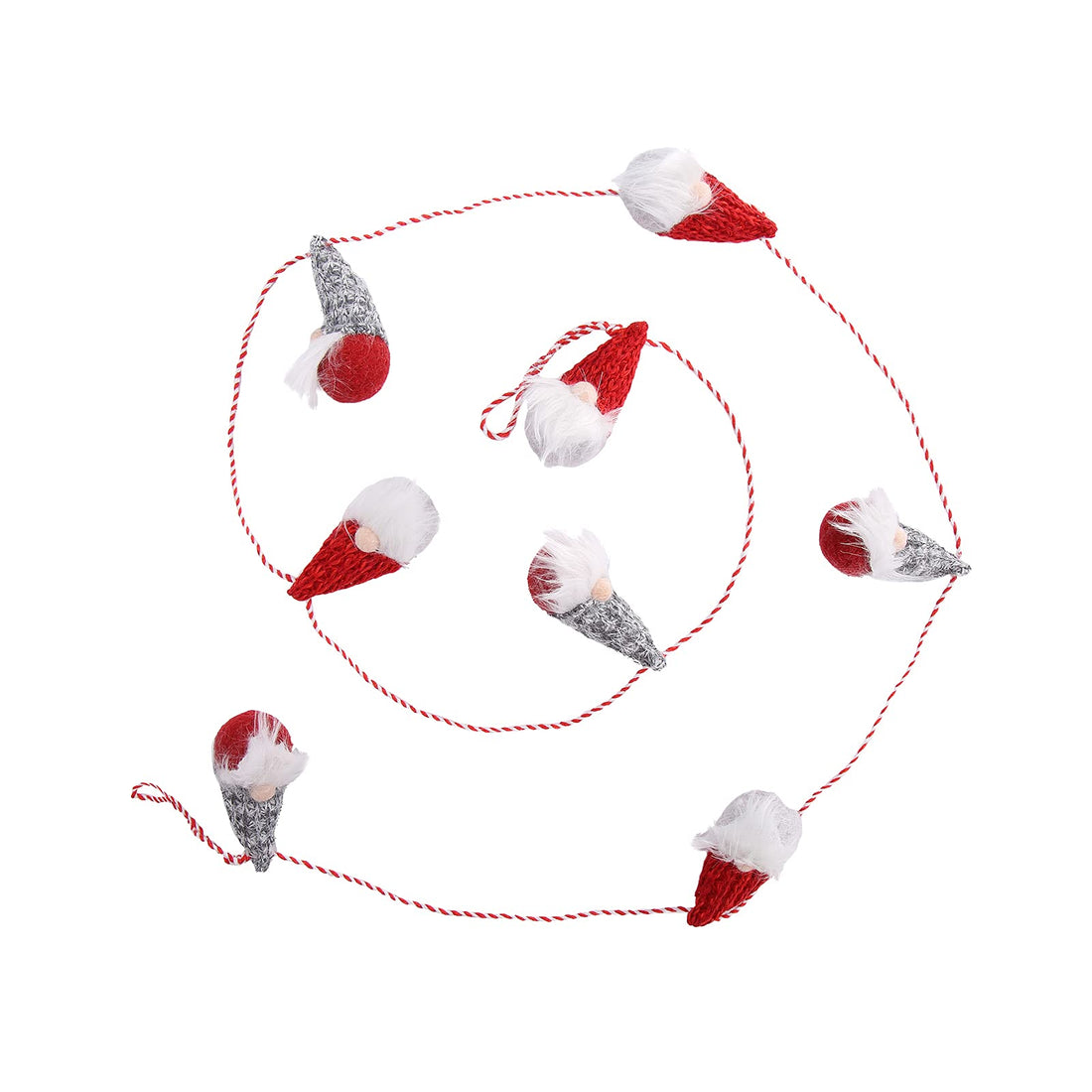 Ghirlanda di gnomi natalizi Garvee da 6 piedi, in peluche, colori rosso e grigio, per albero e camino, fatta a mano