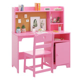 Scrivania per bambini Garvee con sedia, in legno, ergonomica, con spazio di archiviazione, per bambini dai 3 ai 12 anni, studio, camera da letto, resistente ai graffi - Rosa