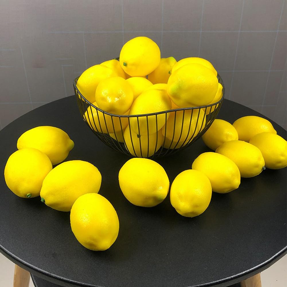 Garvee Limoni Artificiali Gialli Decorativi - Schiuma Densa, Resistenti al Sole - 12 Pezzi - Per Tavola e Feste - 5,6x8,4 cm - Giallo