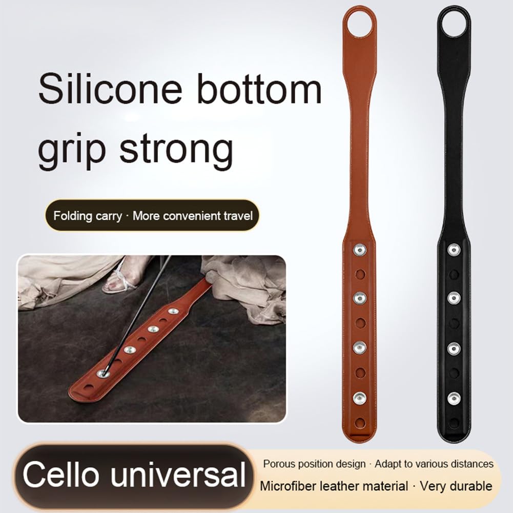 Ancoraggio per puntale per violoncello Garvee con cinturino regolabile in 8 posizioni, in microfibra, antiscivolo, per spettacoli teatrali, pieghevole, nero