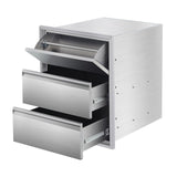Garvee Cassetto Cucina Esterno in Acciaio Inox 38x51x66 cm 3 Strati Maniglia Incassata Resistente Intemperie Silenzioso Per Barbecue Patio