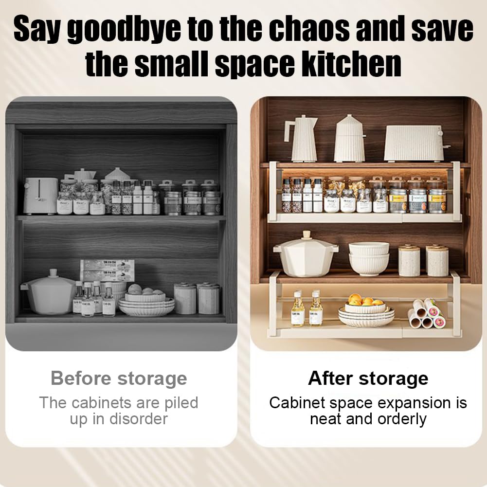 Ripiano espandibile sottopensile Garvee – Regolabile, in metallo, robusto, per cucina e ufficio (10,6-24,8 pollici), bianco