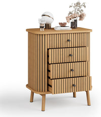 Cassettiera Garvee a 4 cassetti, stile moderno di metà secolo con anta scorrevole, per camera da letto e soggiorno, effetto bambù MDF, ampio spazio di archiviazione, resistente