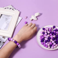 Garvee 120 perline in silicone per la creazione di braccialetti, perline rotonde colorate da 15 mm con filo, viola, resistenti per gioielli e portachiavi