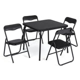 Set tavolo e sedie pieghevoli per bambini Garvee con struttura in metallo, imbottito, stabile, sicuro, salvaspazio, nero, per mangiare e giocare
